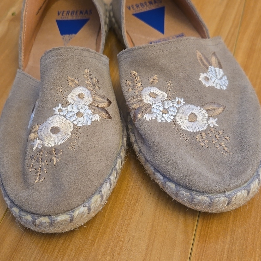 Verbenas Embroidered Espadrilles Flats Carmen Suede Leather Boho EUR 40/US 9.5 - Picture 3 of 9